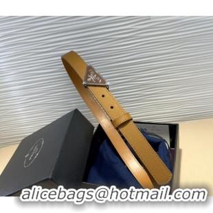 Super Quality Prada Saffiano Leather Belt 2cm with Triangle Logo Buckle PR011001 Beige/Silver 2025
