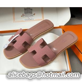 Top Grade Hermes Oran Classic Flat Slides Sandal in Jacquard Fabric Powder Pink 0304094 2026