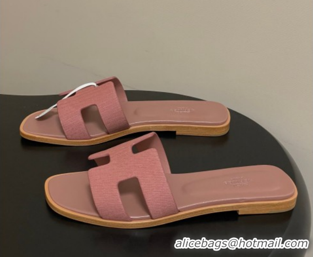 Top Grade Hermes Oran Classic Flat Slides Sandal in Jacquard Fabric Powder Pink 0304094 2026