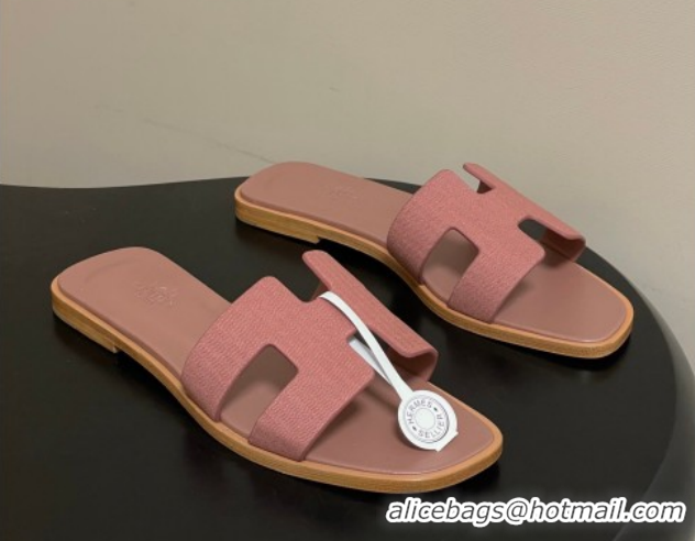 Top Grade Hermes Oran Classic Flat Slides Sandal in Jacquard Fabric Powder Pink 0304094 2026