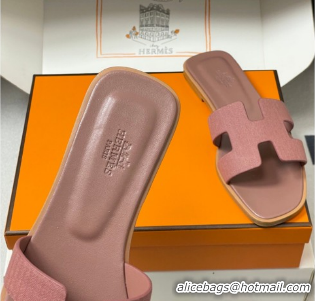 Top Grade Hermes Oran Classic Flat Slides Sandal in Jacquard Fabric Powder Pink 0304094 2026