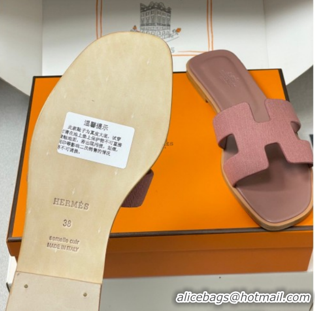 Top Grade Hermes Oran Classic Flat Slides Sandal in Jacquard Fabric Powder Pink 0304094 2026