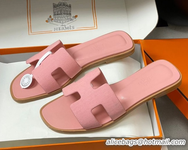 Cheap Price Hermes Oran Classic Flat Slides Sandal in Jacquard Fabric Light Pink 0304096 2026