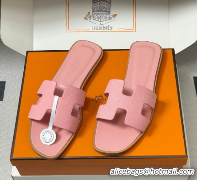 Cheap Price Hermes Oran Classic Flat Slides Sandal in Jacquard Fabric Light Pink 0304096 2026