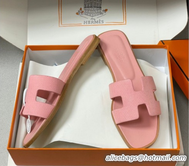 Cheap Price Hermes Oran Classic Flat Slides Sandal in Jacquard Fabric Light Pink 0304096 2026