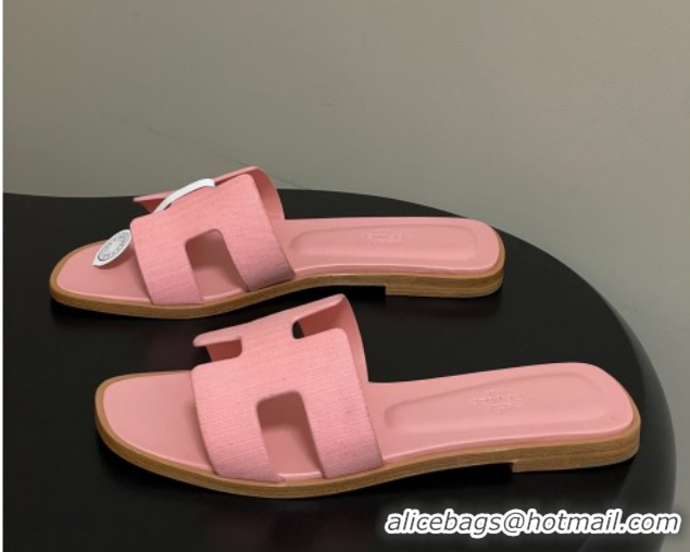 Cheap Price Hermes Oran Classic Flat Slides Sandal in Jacquard Fabric Light Pink 0304096 2026