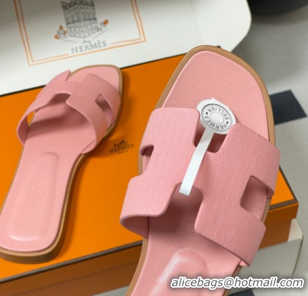 Cheap Price Hermes Oran Classic Flat Slides Sandal in Jacquard Fabric Light Pink 0304096 2026
