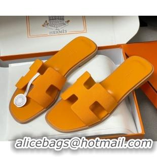 Best Price Hermes Oran Classic Flat Slides Sandal in Jacquard Fabric Orange 0304099 2026