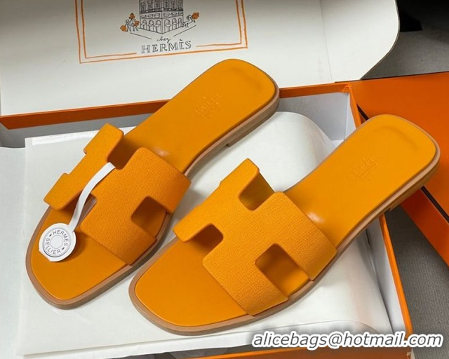 Best Price Hermes Oran Classic Flat Slides Sandal in Jacquard Fabric Orange 0304099 2026