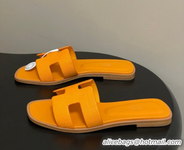 Best Price Hermes Oran Classic Flat Slides Sandal in Jacquard Fabric Orange 0304099 2026