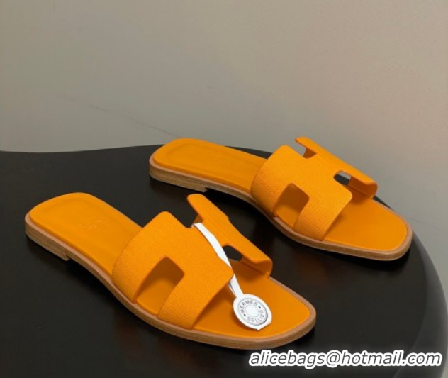 Best Price Hermes Oran Classic Flat Slides Sandal in Jacquard Fabric Orange 0304099 2026