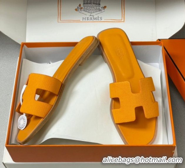 Best Price Hermes Oran Classic Flat Slides Sandal in Jacquard Fabric Orange 0304099 2026