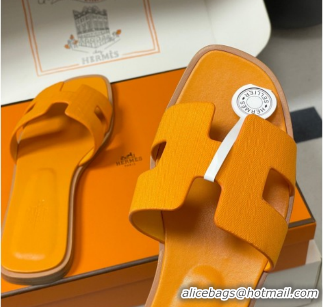 Best Price Hermes Oran Classic Flat Slides Sandal in Jacquard Fabric Orange 0304099 2026