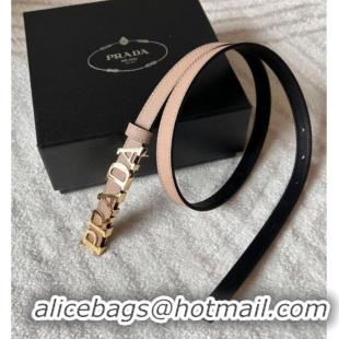 Best Product Prada Women's Saffiano Leather Belt 1.5cm with Letters Buckle 0315 Light Pink 2025