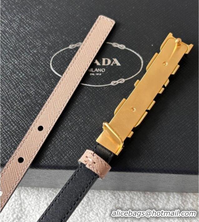 Best Product Prada Women's Saffiano Leather Belt 1.5cm with Letters Buckle 0315 Light Pink 2025