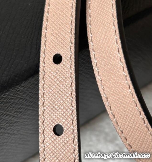 Best Product Prada Women's Saffiano Leather Belt 1.5cm with Letters Buckle 0315 Light Pink 2025