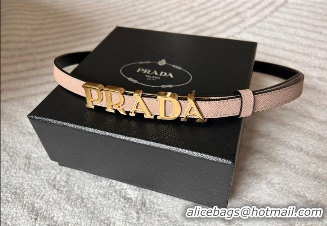 Best Product Prada Women's Saffiano Leather Belt 1.5cm with Letters Buckle 0315 Light Pink 2025
