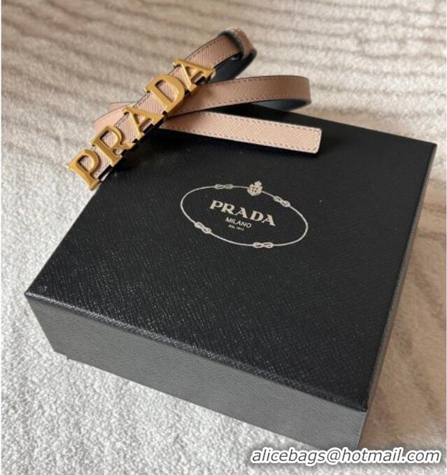 Best Product Prada Women's Saffiano Leather Belt 1.5cm with Letters Buckle 0315 Light Pink 2025