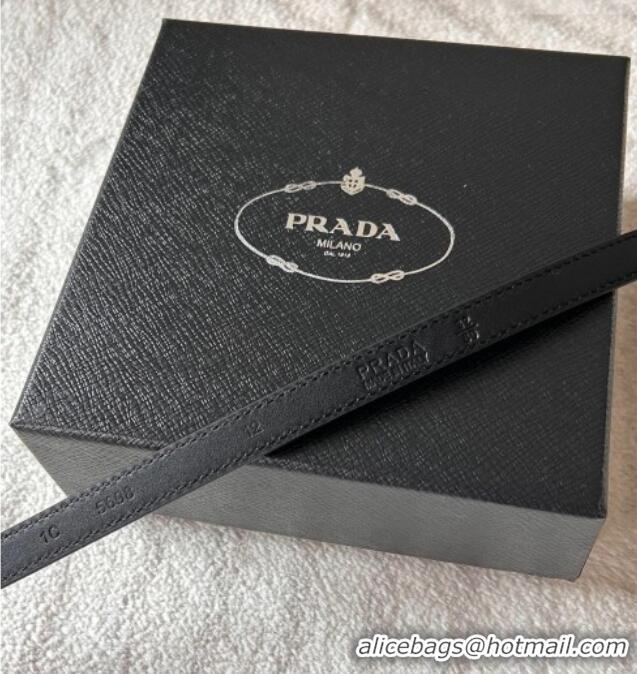 Good Taste Prada Women's Saffiano Leather Belt 1.5cm with Letters Buckle 0315 Red 2025