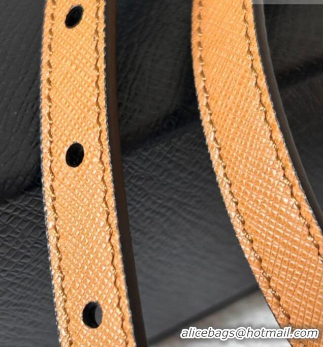 Popular Style Prada Women's Saffiano Leather Belt 1.5cm with Letters Buckle 0315 Brown 2025