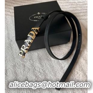 Buy Fashionable Prada Women's Saffiano Leather Belt 1.5cm with Letters Buckle 0315 Black 2025