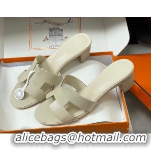 Duplicate Hermes Oasis Classic Heel Slides Sandal 4.5cm in Smooth Leather Beige 0304103 2026