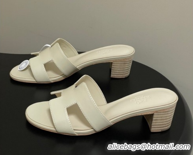 Duplicate Hermes Oasis Classic Heel Slides Sandal 4.5cm in Smooth Leather Beige 0304103 2026
