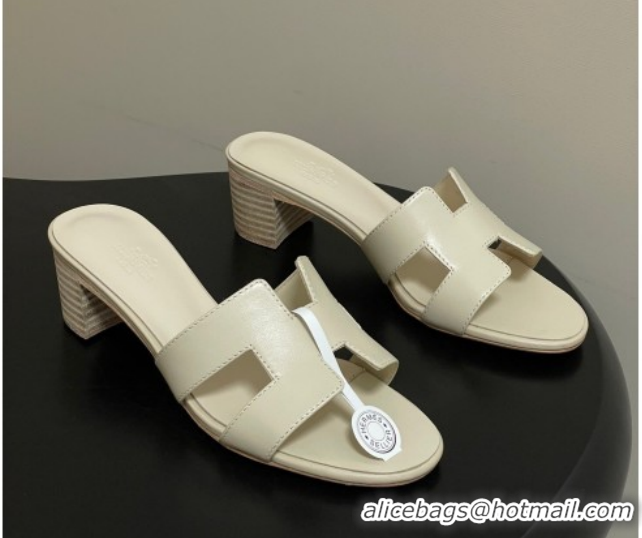 Duplicate Hermes Oasis Classic Heel Slides Sandal 4.5cm in Smooth Leather Beige 0304103 2026