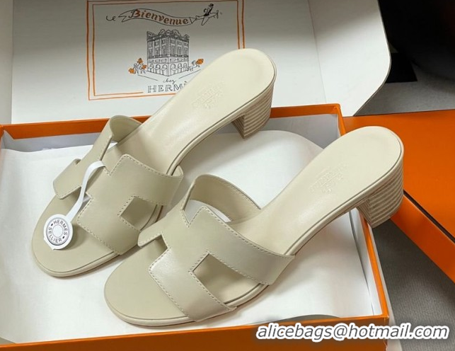 Duplicate Hermes Oasis Classic Heel Slides Sandal 4.5cm in Smooth Leather Beige 0304103 2026
