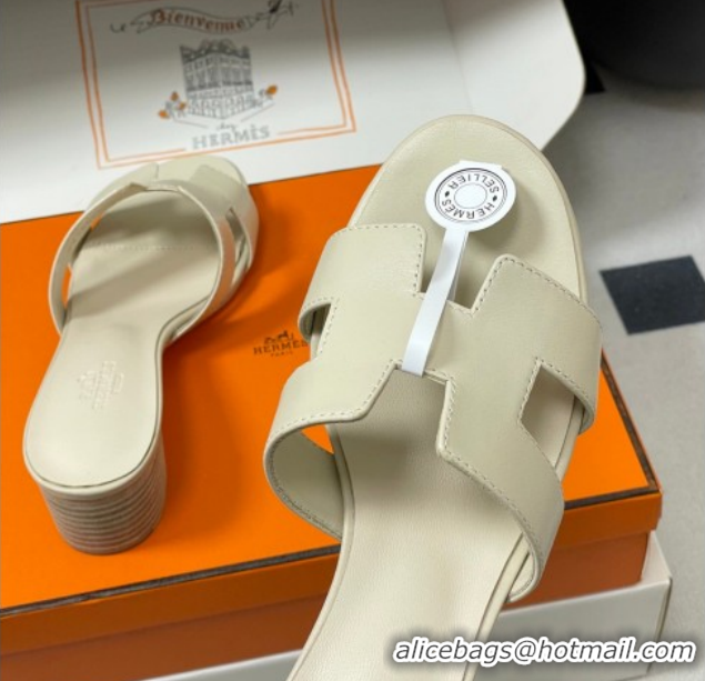 Duplicate Hermes Oasis Classic Heel Slides Sandal 4.5cm in Smooth Leather Beige 0304103 2026