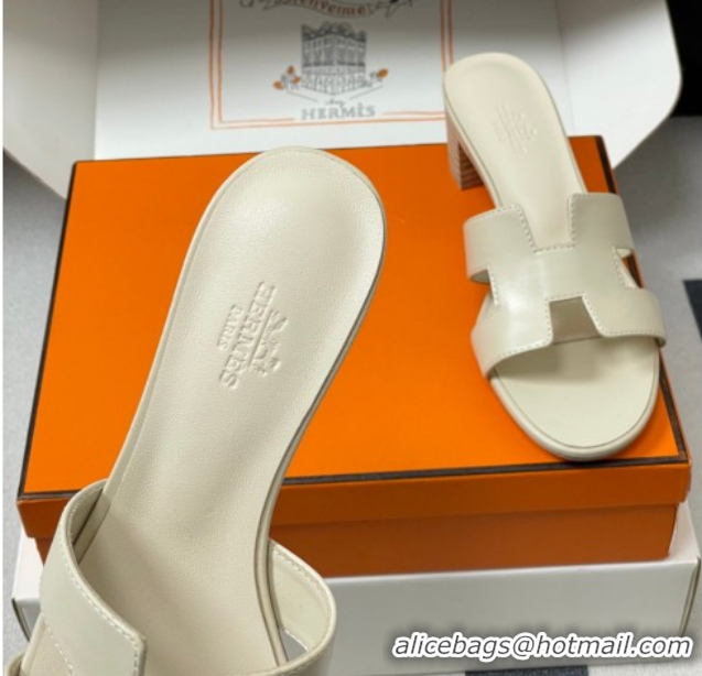 Duplicate Hermes Oasis Classic Heel Slides Sandal 4.5cm in Smooth Leather Beige 0304103 2026