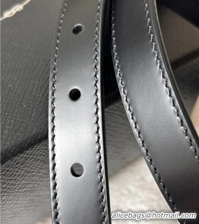 Promotional Prada Women's Calfskin Belt 2cm with Tiangle Buckle 0315 Black/Gold 2025