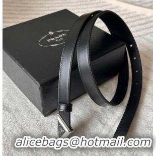 Buy Fashionable Prada Women's Calfskin Belt 2cm with Tiangle Buckle 0315 Black/Silver 2025