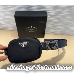 Best Quality Prada Nylon Pouch Belt 0618 Black 2025