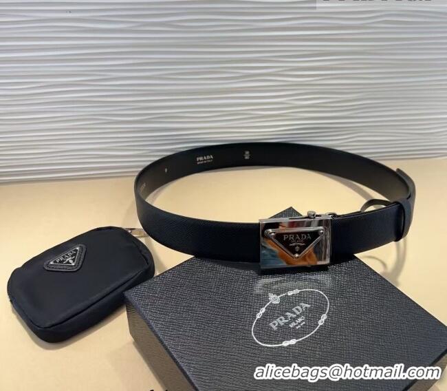 Best Quality Prada Nylon Pouch Belt 0618 Black 2025