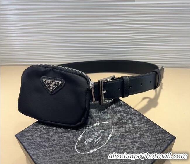 Best Price Prada Nylon Pouch Belt 0618 Black 2025