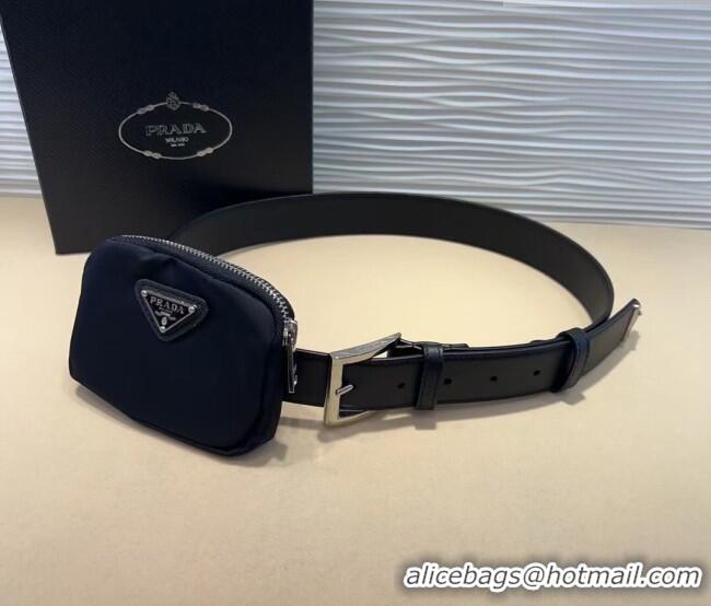 Best Price Prada Nylon Pouch Belt 0618 Black 2025