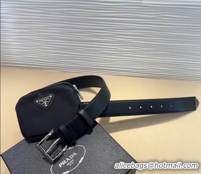 Best Price Prada Nylon Pouch Belt 0618 Black 2025