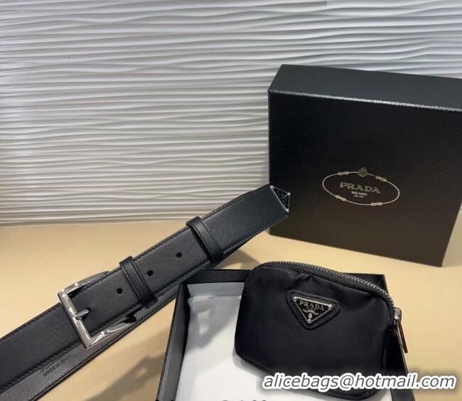 Best Price Prada Nylon Pouch Belt 0618 Black 2025