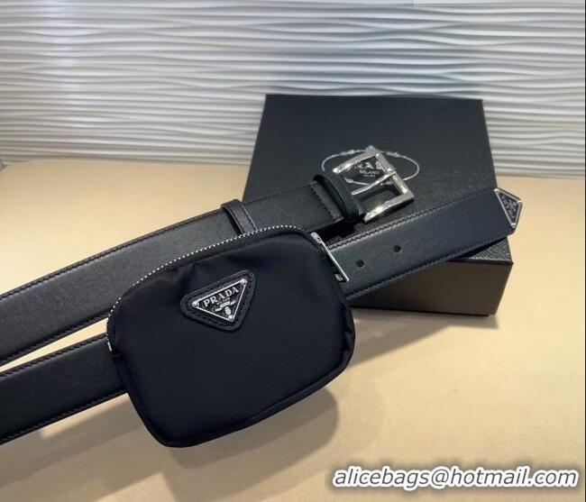 Best Price Prada Nylon Pouch Belt 0618 Black 2025