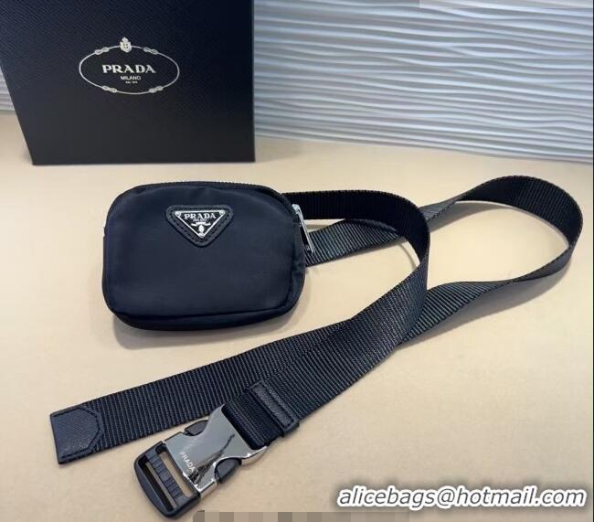 Best Price Prada Nylon Pouch Belt 0618 Black 2025