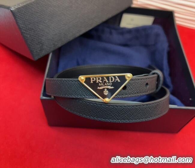 Best Price Prada Saffiano Leather Belt 1.5cm with Gold Triangle Logo Buckle PR091201 Black 2025