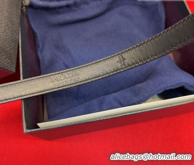 Best Price Prada Saffiano Leather Belt 1.5cm with Gold Triangle Logo Buckle PR091201 Black 2025