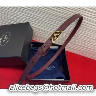 Luxurious Prada Saffiano Leather Belt 1.5cm with Gold Triangle Logo Buckle PR091201 Burgundy 2025