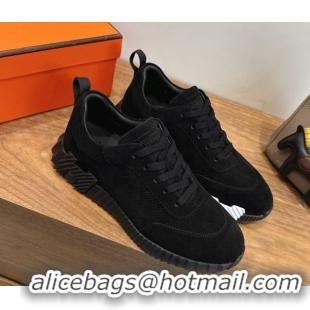 Charming Hermes Bouncing Sneakers in Perforated Suede Black 2026 H261013