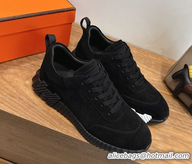 Charming Hermes Bouncing Sneakers in Perforated Suede Black 2026 H261013