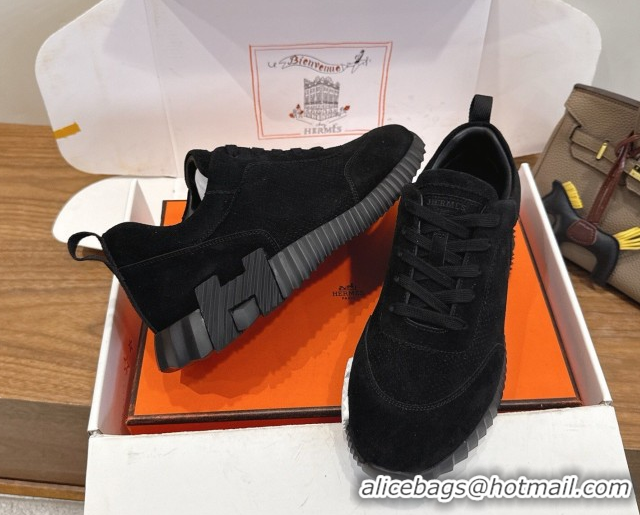 Charming Hermes Bouncing Sneakers in Perforated Suede Black 2026 H261013