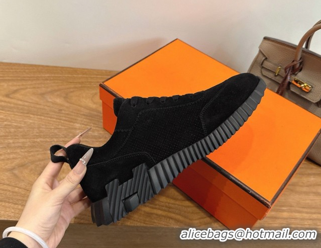 Charming Hermes Bouncing Sneakers in Perforated Suede Black 2026 H261013