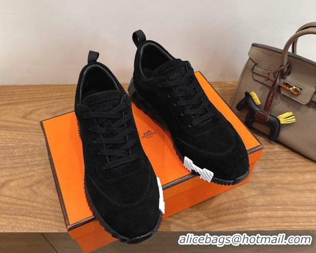 Charming Hermes Bouncing Sneakers in Perforated Suede Black 2026 H261013