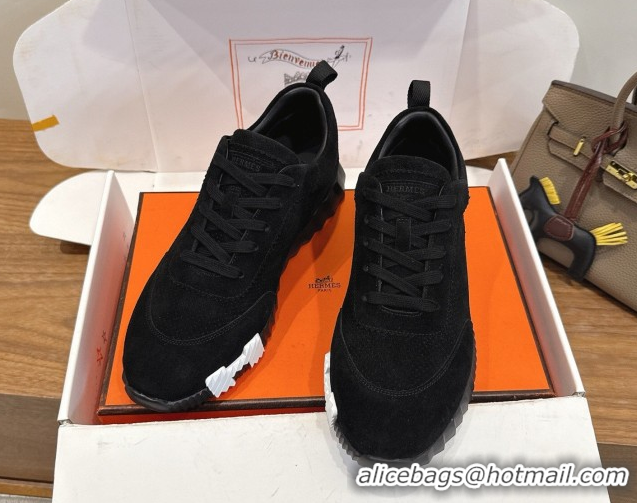 Charming Hermes Bouncing Sneakers in Perforated Suede Black 2026 H261013